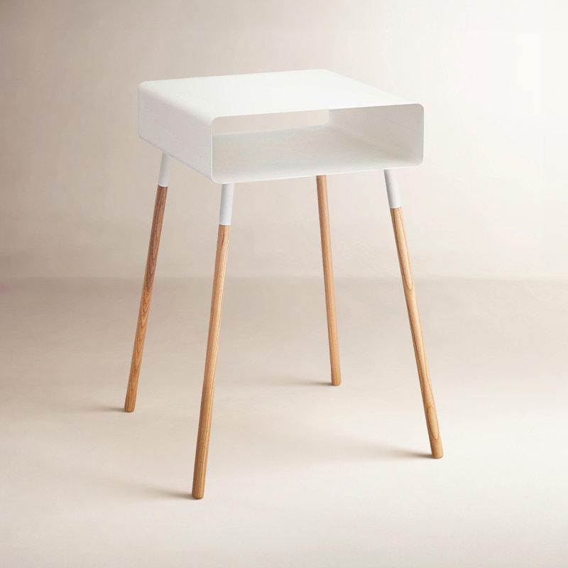 Yamazaki Home Tall Side Table With Storage Shelf, Rectangular